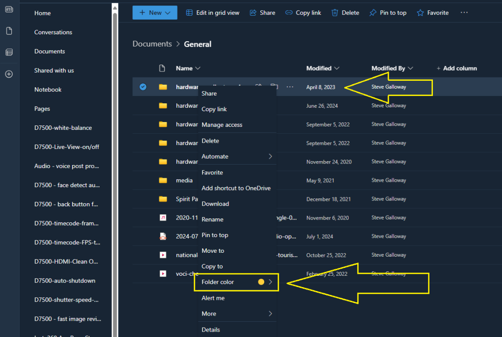 change Sharepoint folder colour